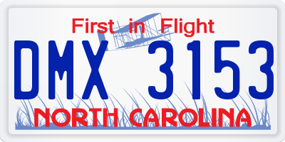 NC license plate DMX3153