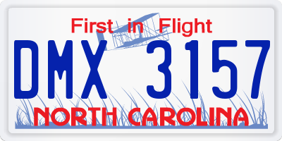 NC license plate DMX3157