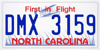 NC license plate DMX3159