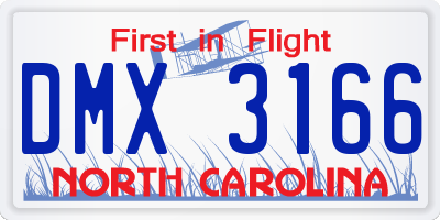 NC license plate DMX3166