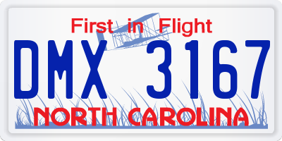 NC license plate DMX3167