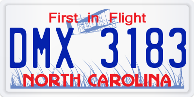 NC license plate DMX3183