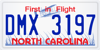 NC license plate DMX3197
