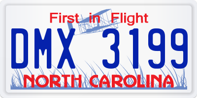 NC license plate DMX3199