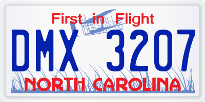 NC license plate DMX3207