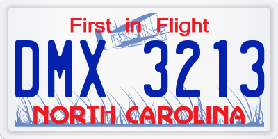NC license plate DMX3213
