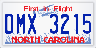 NC license plate DMX3215