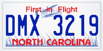 NC license plate DMX3219