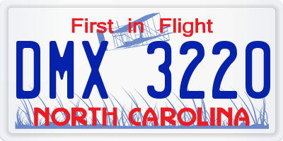 NC license plate DMX3220