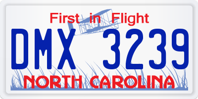 NC license plate DMX3239