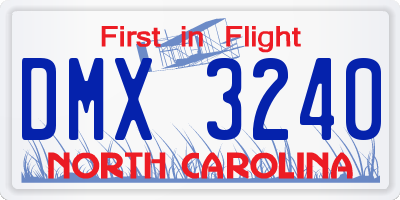 NC license plate DMX3240