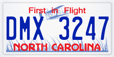 NC license plate DMX3247