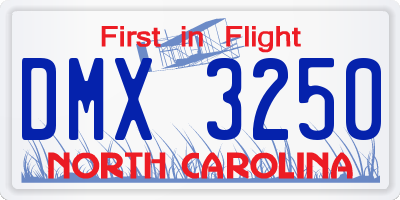 NC license plate DMX3250