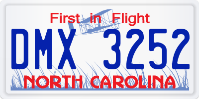 NC license plate DMX3252