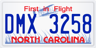 NC license plate DMX3258