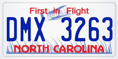 NC license plate DMX3263