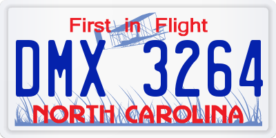 NC license plate DMX3264