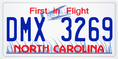 NC license plate DMX3269