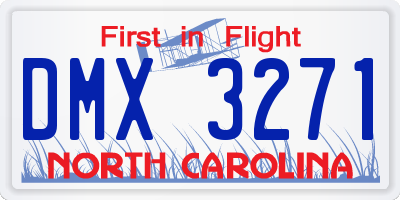 NC license plate DMX3271
