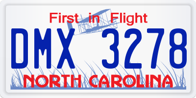 NC license plate DMX3278