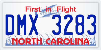 NC license plate DMX3283