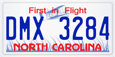 NC license plate DMX3284