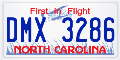 NC license plate DMX3286