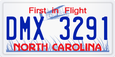 NC license plate DMX3291
