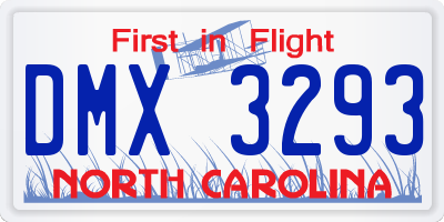 NC license plate DMX3293