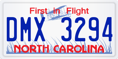 NC license plate DMX3294