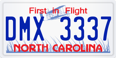 NC license plate DMX3337
