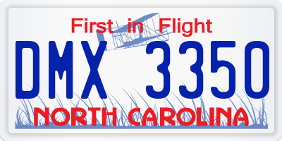 NC license plate DMX3350