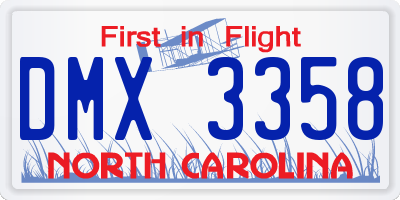 NC license plate DMX3358