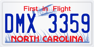 NC license plate DMX3359