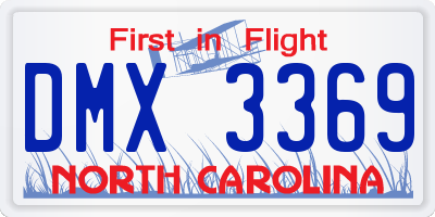 NC license plate DMX3369