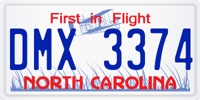 NC license plate DMX3374