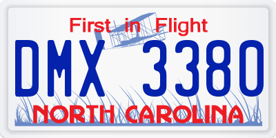 NC license plate DMX3380