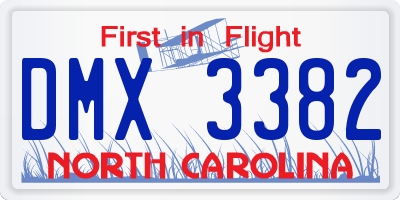 NC license plate DMX3382