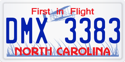 NC license plate DMX3383