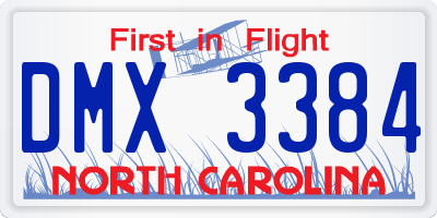 NC license plate DMX3384