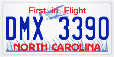 NC license plate DMX3390