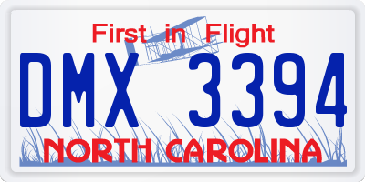NC license plate DMX3394