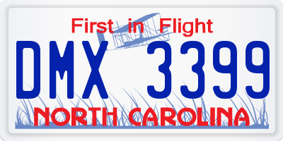 NC license plate DMX3399