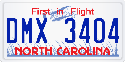NC license plate DMX3404