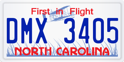 NC license plate DMX3405