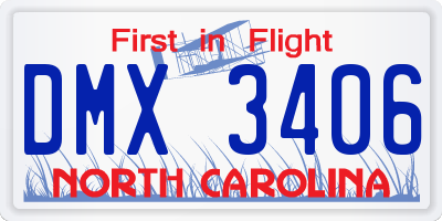 NC license plate DMX3406
