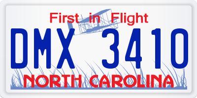 NC license plate DMX3410