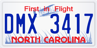 NC license plate DMX3417