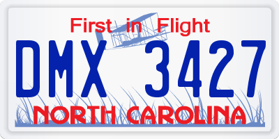 NC license plate DMX3427