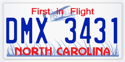 NC license plate DMX3431